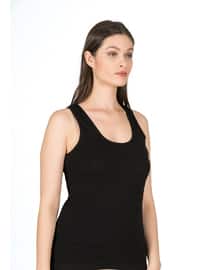 Strappy Ribbed Cotton Tank Top Black