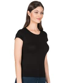 Black - Viscose - Undershirt - Özkan İç Giyim