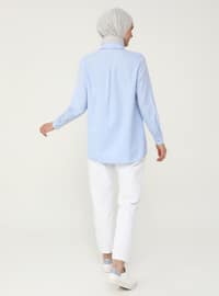 Blue - Point Collar - Blouses