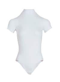 Cotton Snap Fastened Body Mini Sleeves White