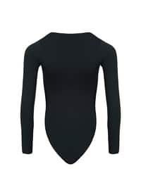 Cotton Snap Fastened Long Sleeve Body Black