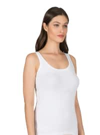 Combed Cotton Lycra Thick Straps Tank Top White