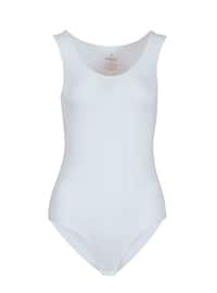 Combed Cotton Lycra Thick Straps Snap Fastened Body White