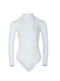 Combed Cotton Lycra Long Sleeve Snap Fastened Body White