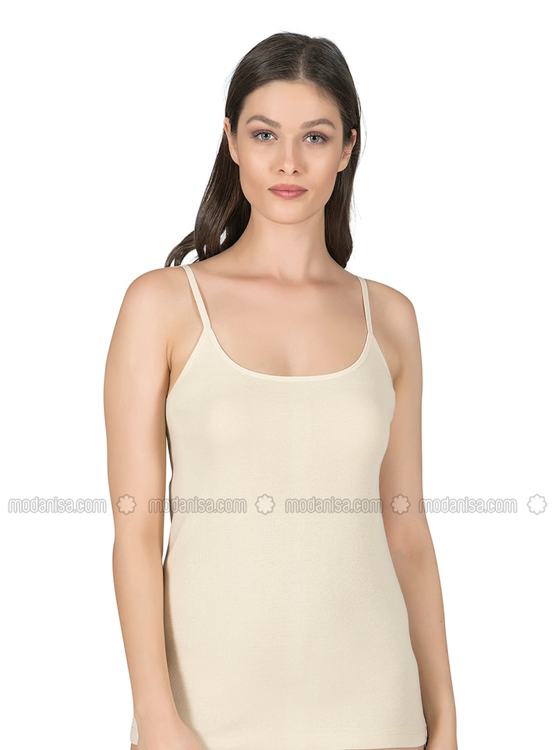 Ribbed Cotton Tank Top With Drawstring Straps