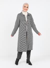 Gray - Black - Houndstooth - Point Collar - Tunic
