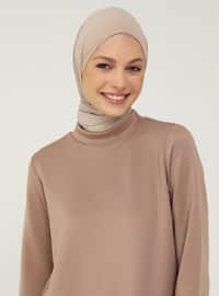 Pocket Detailed Scuba Sweatshirt - Camel
