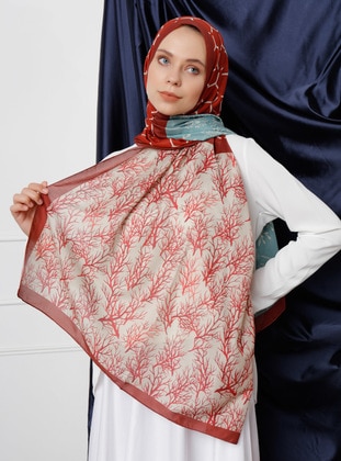 Trio Branched Patterned Shawl Terra-Cotta