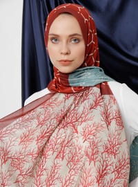 Trio Branched Patterned Shawl Terra-Cotta