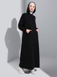 أسود - نسيج غير مبطن - فستان - Refka Basic