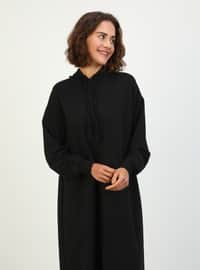 أسود - نسيج غير مبطن - فستان - Refka Basic