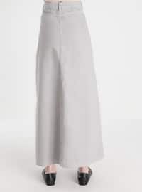 A-Line Gray Denim Skirt With Natural Fabric