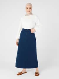 Navy Blue - Indigo - Navy Blue - Unlined - Skirt