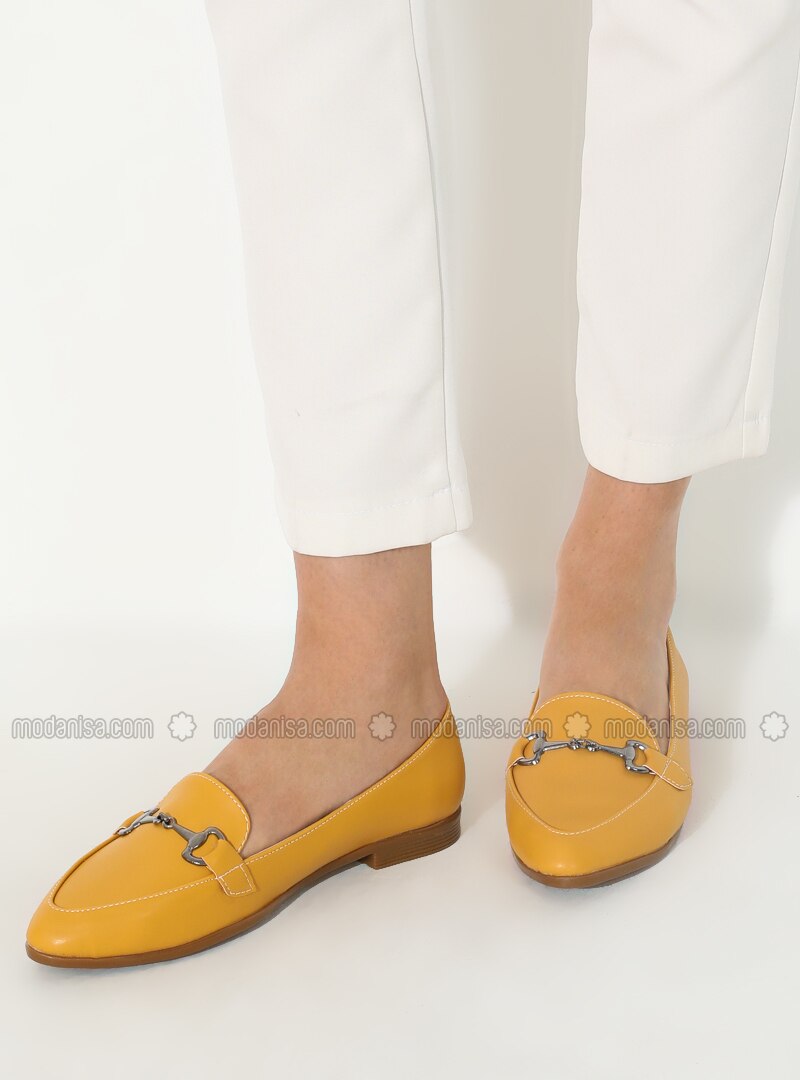 mustard flat shoes