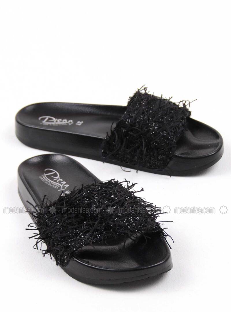 black slipper shoes
