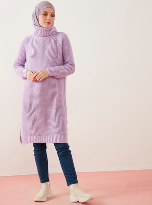 Lilac - Polo neck - Unlined - Knit Tunics - Por La Cara