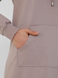 Polo-neck Pocket Sweatshirt - Mink