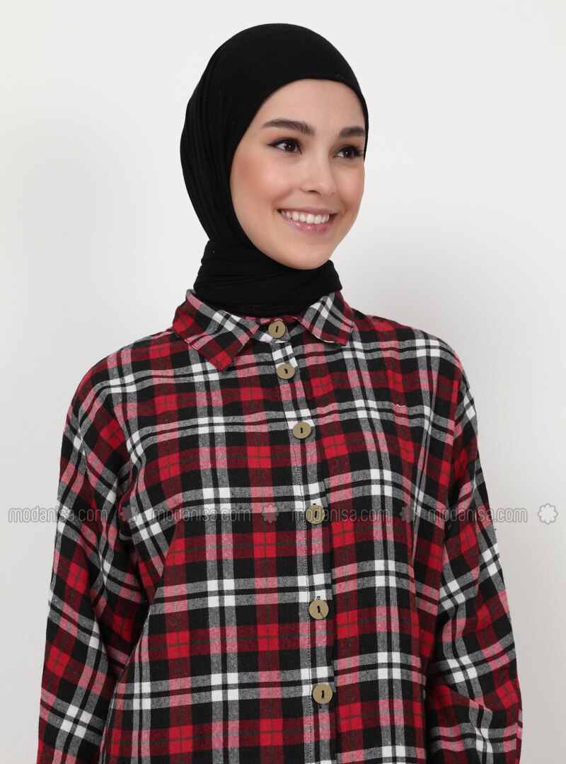 red black plaid tunic