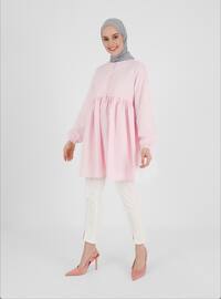 Pink - Crew neck - Tunic - Casual