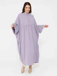 Lilac - Crew neck - Unlined - Plus Size Abaya