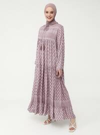Dusty Rose - Multi - Crew neck - Unlined - Modest Dress - Casual