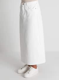 Ecru - White - Ecru - Unlined - Denim - Skirt