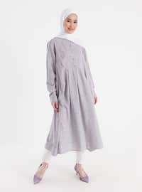 Natural Fabric Button Detailed Tunic - Lilac
