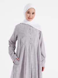 Natural Fabric Button Detailed Tunic - Lilac