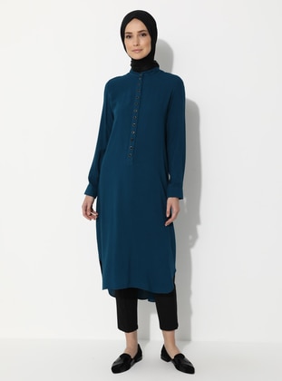 Button Detailed Tunic Petrol Blue