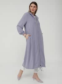 Oversize Hooded Zippered Cape - Lilac