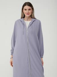 Oversize Hooded Zippered Cape - Lilac