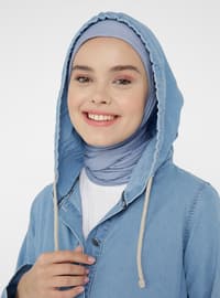 Natural Fabric Hooded Denim Cape - Ice Blue
