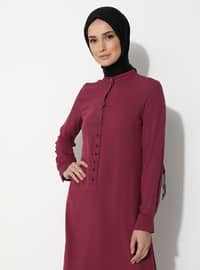 Button Detailed Viscose Tunic Rose