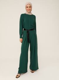Ribbon Belt Aerobin Trousers Skirt - Dark Green