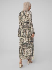 Natural Fabric Spanish Sleeve Dress - Beige Brown - Woman
