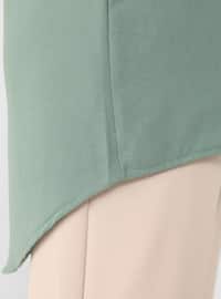 Long Back Aerobin Tunic with Hidden Button Placket - Green