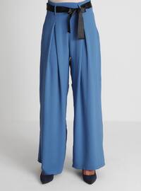 Ribbon Belt Aerobin Trousers Skirt - Dark Indigo