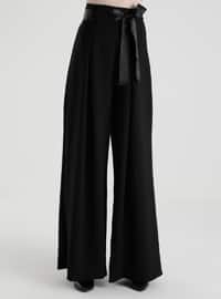 Ribbon Belt Aerobin Trousers Skirt - Black