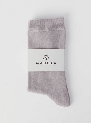 Gray - Purple - Socks - MANUKA