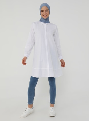 Oxford Fabric Mevlana Shirt with Trimmings - White- Benin