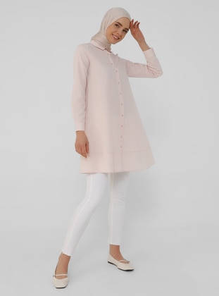 Oxford Fabric Mevlana Shirt with Trimmings - Soft Pink- Benin