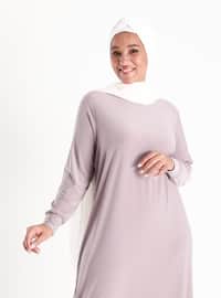 Oversize Basic Casual Dress - Dusty Lilac