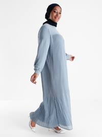 Oversize Pleat Detailed Dress - Ice Blue