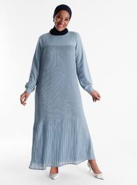 Oversize Pleat Detailed Dress - Ice Blue