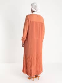 Oversize Pleat Detailed Dress - Peach