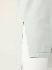 Cotton Fabric Slit Detailed Basic Tunic - Gray