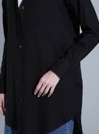 Tunic With Hidden Buttons Black
