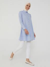 Oxford Fabric Mevlana Shirt with Trimmings - Light Blue