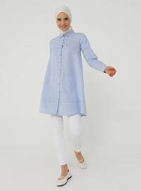 قميص مولانا بأزرار بقماش اوكسفورد - أزرق فاتح - ريفكا بيسيك
