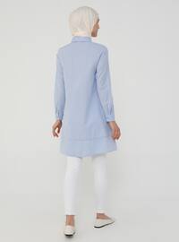 Oxford Fabric Mevlana Shirt with Trimmings - Light Blue